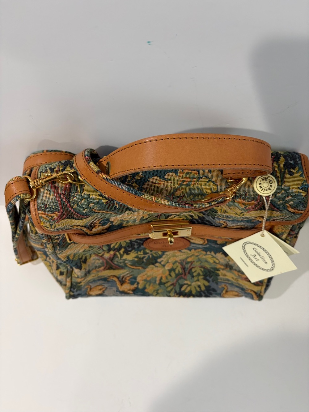 New Vintage Gobelins Art tapestry satchel - Picture 2 of 9